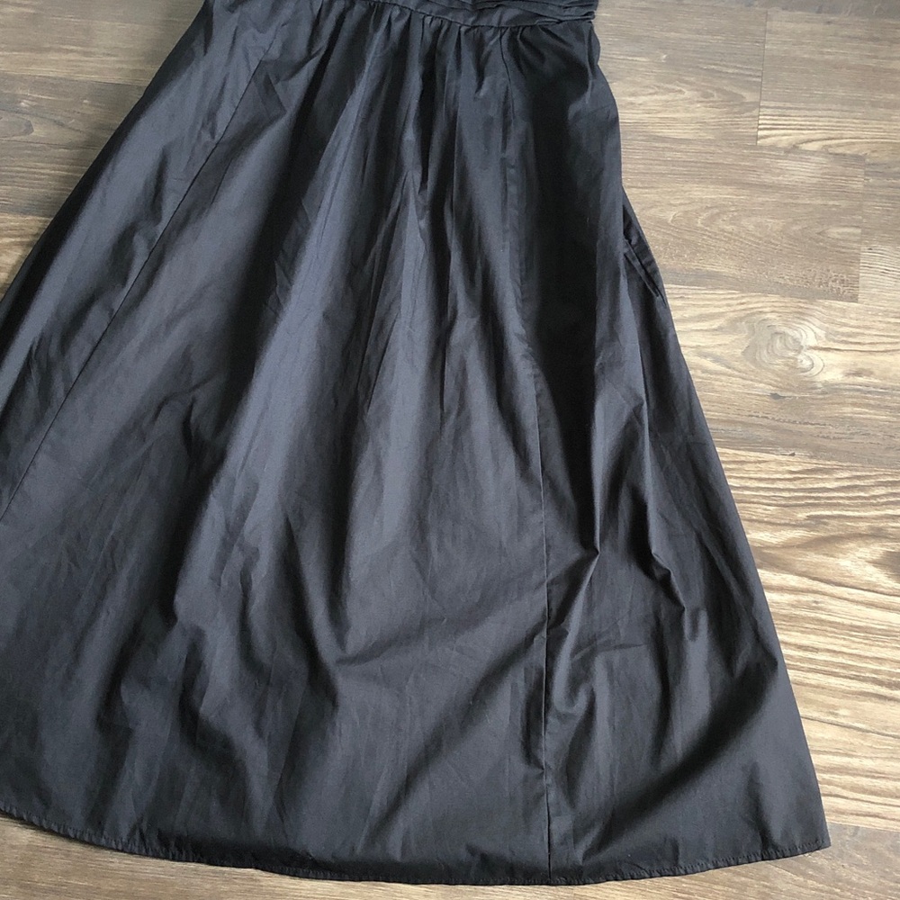 NWT Abercrombie and Fitch Strapless Midi Dress Black Poplin Pleated Ruched - Picture 6 of 15